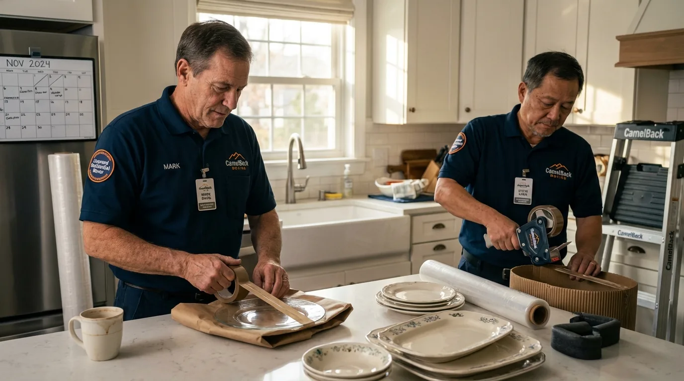Professional crew packing kitchen dishware in Meadview, AZ
